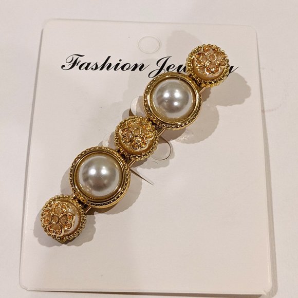 Accessories - Gold and Pearl Hair Clip
